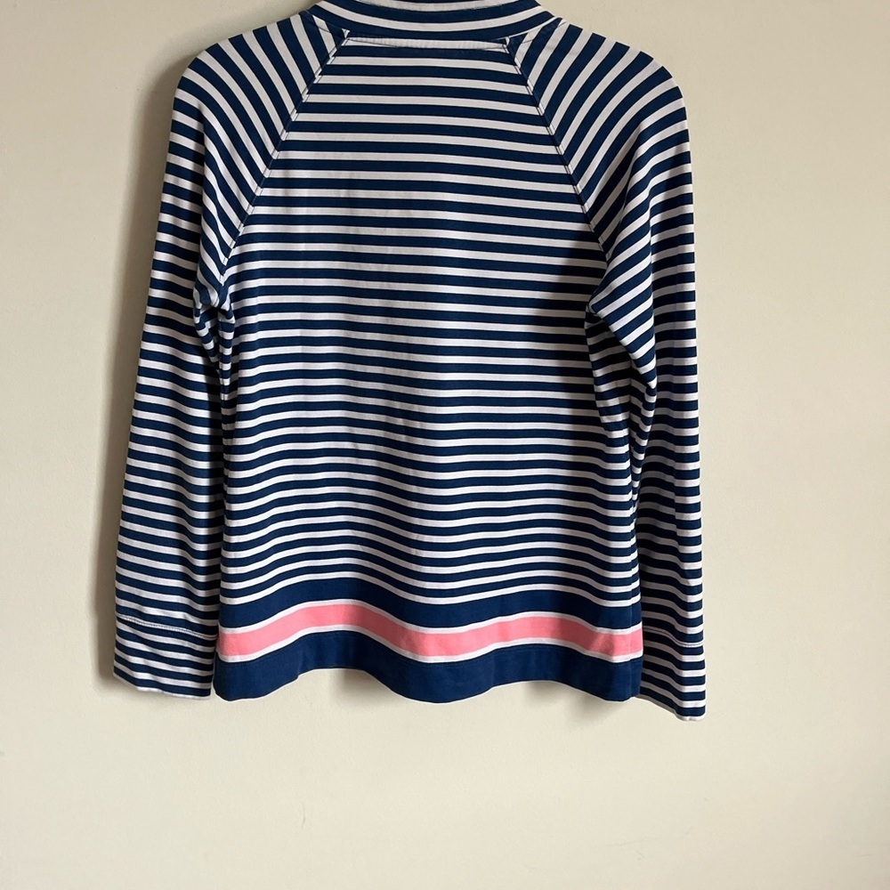 Lilly Pulitzer Half Zip Popover Navy/White/Mellon Striped Pullover Top Sz Sm EUC - Picture 9 of 13